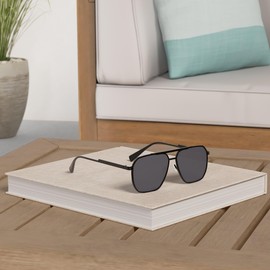 MASDUN Retro Oversized Square Polarized Sunglasses for Women Men Vintage Shades UV400 Classic Metal Sun Glasses (Black Green Tawny Gray Yellow)