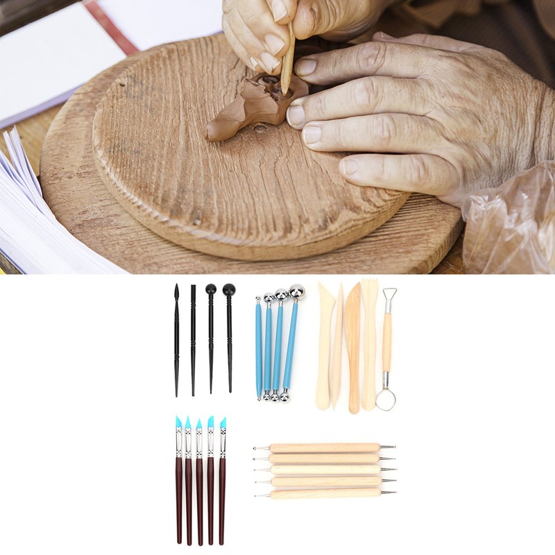 Wooden Pottery Clay Craft Sculpting Modeling Tools DIY Carved Art