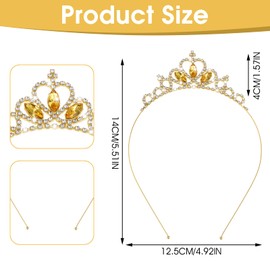 2PCS Crystal Tiara Heart Rhinestone Princess Crown Birthday Headpiece Cute Bling Hair Band Party Decorations Headband Accessories for Women Girls Kids Festival Wedding Bridal