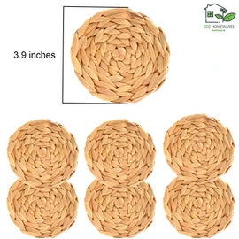 Seagrass Coasters | Durable Handmade Water Hyacinth Coaster Set of 6 Pieces | 100% Natural Seagrass Coaster For Drinks| Cup Coasters for Table Round 10cm (Seagrass Coaster)