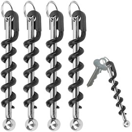 4 Uds Sacacorchos Vino Espiral, Llavero Sacacorchos, Llavero Destapador Portátil, Destapa Corchos Vino Negro Acero Inoxidable, Sacacorchos Vino Manual