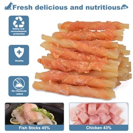 Pawant Dog Treats Soft Chews Rawhide Free Chicken Wrapped Cod Sticks for Puppy Training Snacks Dog Chews Treats 0.5lb/227g