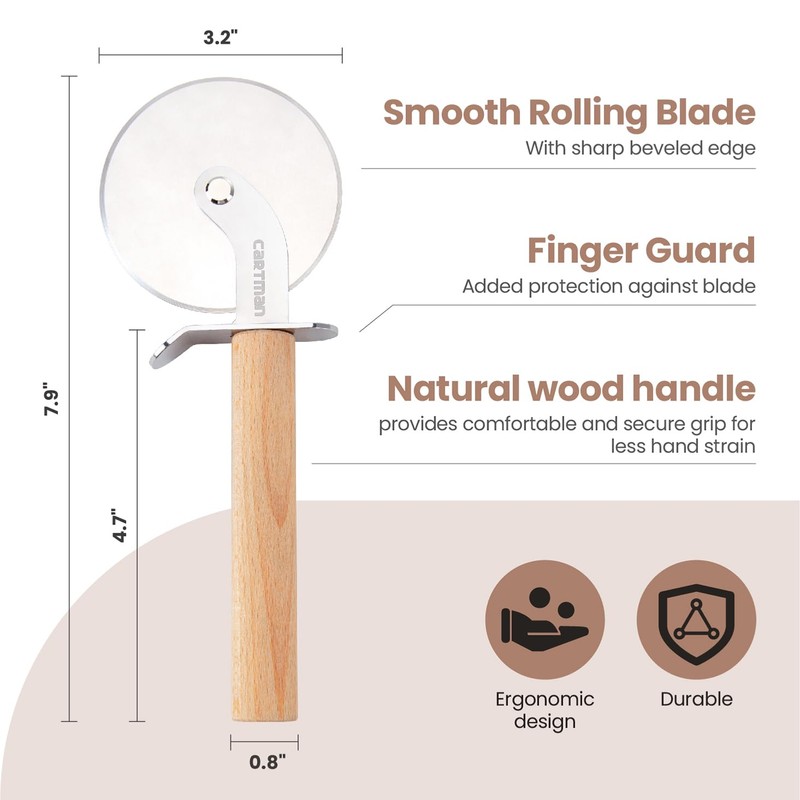 Cartman Pizza Cutter, Sharp Stainless Steel Blade, Rust Resistant, Comfort