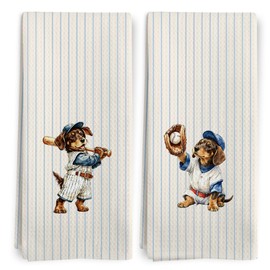 Vintage Dachshund Sports Nursery Kitchen Dish Tea Towels 16x24 in