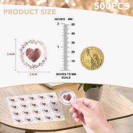 500 Heart Stickers Envelope Sealer - Love Stickers for Wedding, Graduation, Valentine's Day, Mother's Day, Birthday Party & Gifts - 1.38 Inch (Rose Gold)