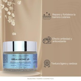 Nuestra Tierra Cosmetica Urealuronic 3D, Crema Facial Hidratante con Colágeno Vegetal y Ácido Hialurónico, 60g, para Hidratación Profunda y Reparación