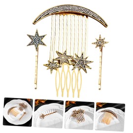 FOMIYES 4 Sets Star Hair Barrettes Silver Hair Clip Comb Side Combs for Wedding Bridal