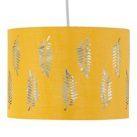 firstchoicelighting Ochre Yellow Pendant Shade, Easy Fit Ceiling Lightshade, Fern Leaf Cut Out Design, Diameter 25cm