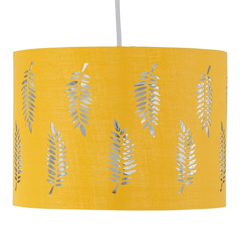 firstchoicelighting Ochre Yellow Pendant Shade, Easy Fit Ceiling Lightshade, Fern