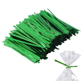 BESTOYARD Wrapping Tie, Wire Tie, Vinyl Tie, Metallic, Solid, Candy, For Presents, Bundling, Packaging, Packing Supplies, 3.9 inches (10 cm), Set of 800 (Green)