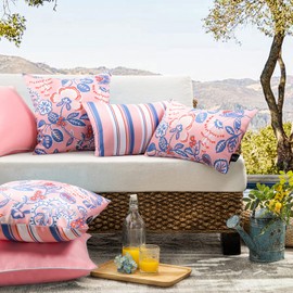 Phantoscope Pack of 2 Outdoor Indoor Throw Pillow Covers Decorative Waterproof Outdoor Pillows Patio Pillows Cushion Case for Couch Tent Park, Pink 20 x 20 Inches