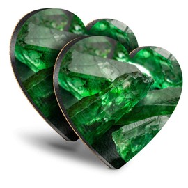 Destination Vinyl ltd Great Coasters (Set of 2) Heart - Green Emerald Stone Uncut Drink Glossy Coasters/Tabletop Protection for Any Table Type #3328