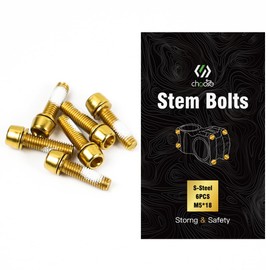 CNCLOL Bike Stem Bolts,M5 x 18mm Stem Bolts For MTB/Road Bike/Mountain Bike/BMX,Gold