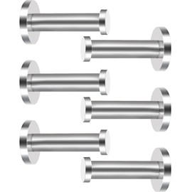 EBOOT 6 Pieces Stainless Steel Wall Mount Robe Coat Hook Towel Wall Hook (3 Inch, Silver)