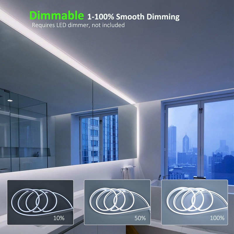 JOYLIT 4MM Width Neon LED Strip Lights 6000K Cool White
