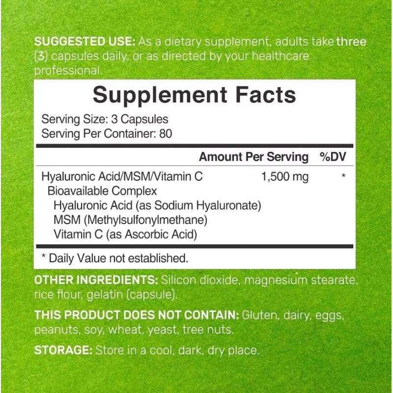 DEAL SUPPLEMENT Hyaluronic Acid Supplements 1,500mg Pills with MSM &