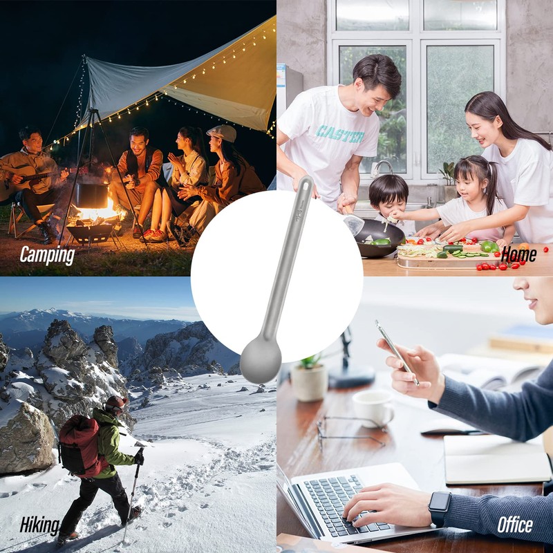 TiTo Titanium Long Handle Spork and Spoon Eco-Friendly Ultralight Portabale