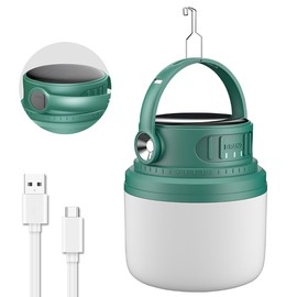 M.Y.Z. Wanderer Solar Rechargeable LED Camping Lantern, Portable Light with USB Charging,Multi-Purposes Camping Light for Emergency, Camping, Hiking and Power Outage(Green)