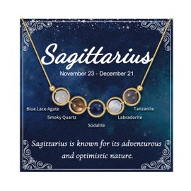 Nymerianoble Gold Sagittarius Necklace for Women Sagittarius Birthday Gifts Zodiac Sign Necklace Healing Crystal Necklace Natural Stone Beaded Necklace for Women Girls Girlfriend Wife Her