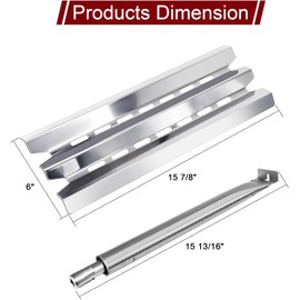 Hiorucet Grill Parts for Broil King 9221-54, 9221-64, 9221-67, 9225-54, 9225-64, Baron 420, Baron 440, Baron 490, Stainless Steel Heat Plates, Burner Tubes and Crossover Tubes for Broil King Parts