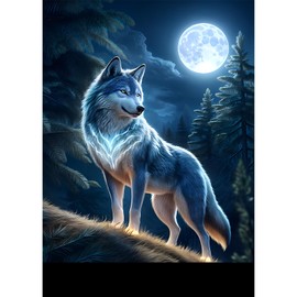 Jawecci Diamond Painting Adults, 5D Wolf Diamond Painting Pictures Adults Beginners, DIY Round Stones Animals Diamond Art Set Diamond Painting Children for Home Decor 30 x 40 cm