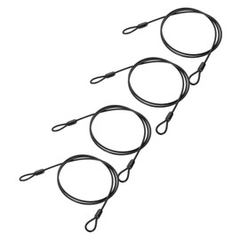 PATIKIL 5/32" Dia Vinyl Coated Stainless Steel Cable with Loops, 4 Pcs 4 ft (47") Flexible Wire Rope Security Chain Lanyard Lock for Outdoor Stage Lighting Luggage Lock, Black