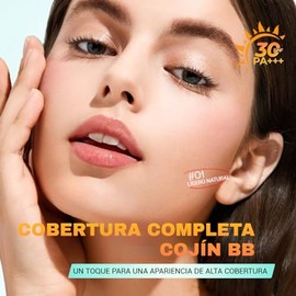 Base De Maquillaje BB Cream, Alta Cobertura, Larga Duración 24H, con Suero Hidratante, B5, Extracto de Regaliz y Cera de Abeja, FBS30+++, 10g (02 Natural Medio)