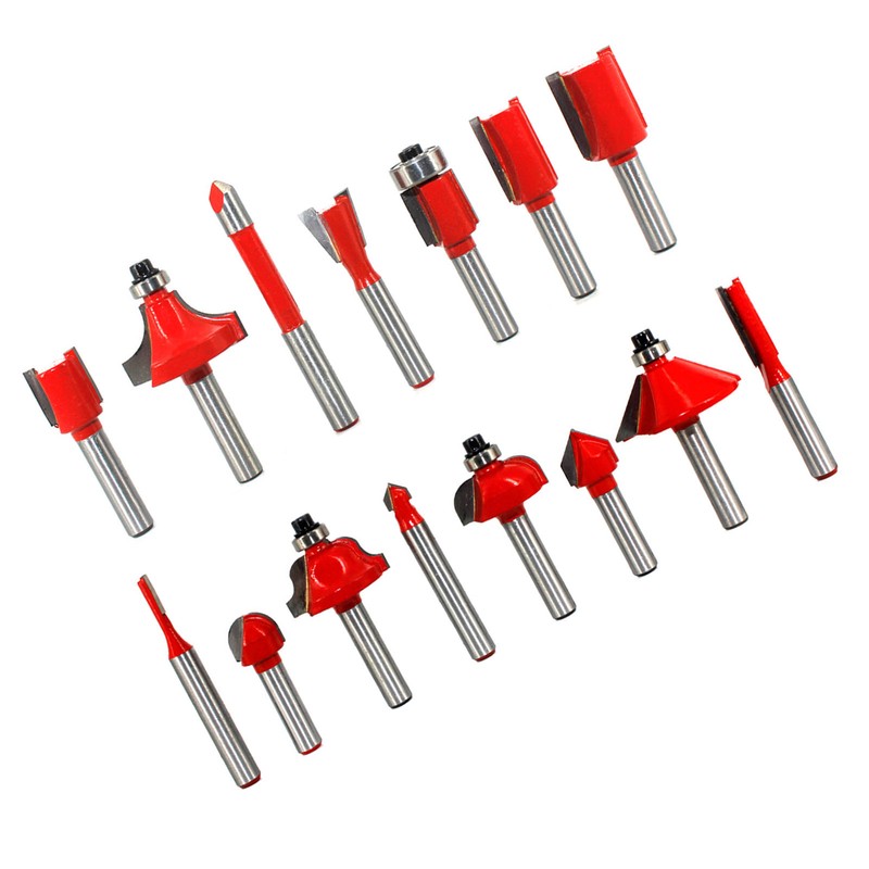 15Pcs Router Bit Set 1/4in Shank Carbide Trimmer Engraving Machine