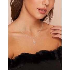 JIWOY Celtic Knot Cross Necklace Sterling Silver Crucifix Pendant Heart Created Pink Tourmaline Religious Jewelry for Women