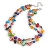 Avalaya 2-Row Multicoloured Shell Nugget with Nude Coloured Crystal Bead