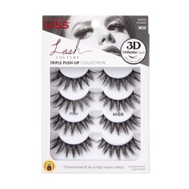 KISS Lash Couture Triple Push-Up False Eyelashes, 'Robe', 12 mm, Includes 4 Pairs Of Lashes, Contact Lens Friendly, Easy to Apply, Reusable Strip Lashes