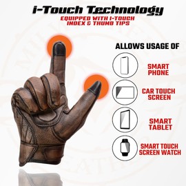 Milwaukee Leather MG7514 Men's Brown Leather with Gel Palm Motorcycle Gloves W/Protective Knuckle - X-Small