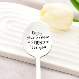 Coffee Spoon for Best Friend Unisex Gifts for Women Men Girls Boys,Enjoy Your Coffee Spoons for Cafe Lover Little Gift for Bestie Friends
