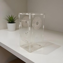 Jumping Spider Terrarium - Clear Spider Habitat Small Reptile Enclosure,Breathable Secure Mantises Feeding Accessories for Adults Boys Teen Family Girls