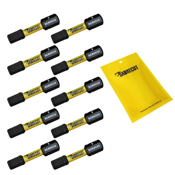 10 x SabreCut SCRH532_10 32mm H5 Hex Magnetic Impact Screwdriver