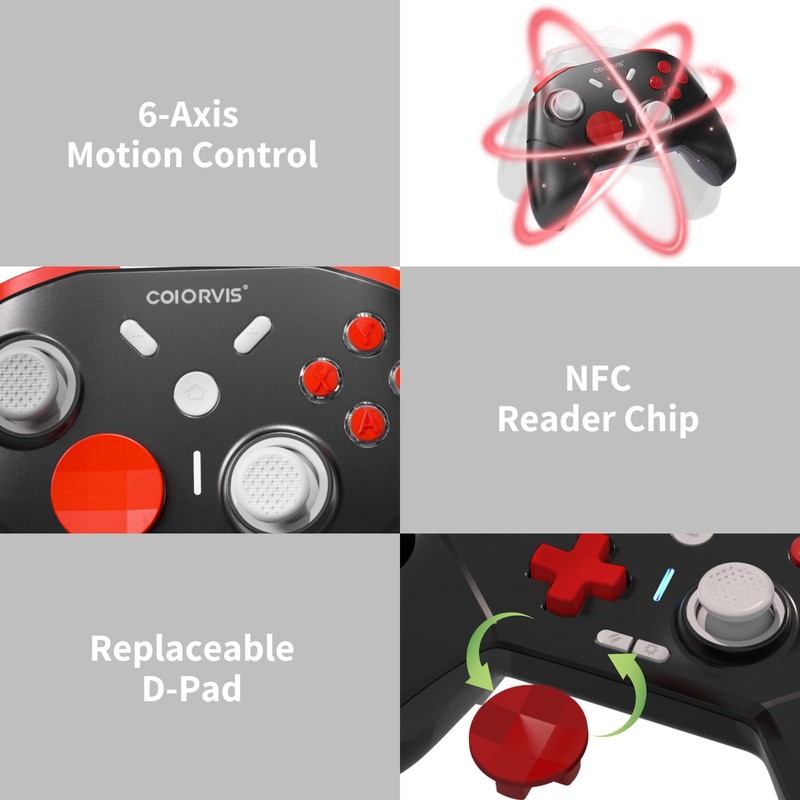 COIORVIS Switch Controllers Compatible with Switch2/Switch/Lite/OLED/Steam Deck/Android/IOS, Programming Wireless Pro