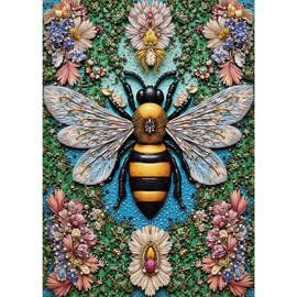 Hopgo 1000 Piece Puzzle for Adults, Colorful Bee Flowers Jigsaw Puzzle with Jewel Art, Birthday Gift for Adults Men Women