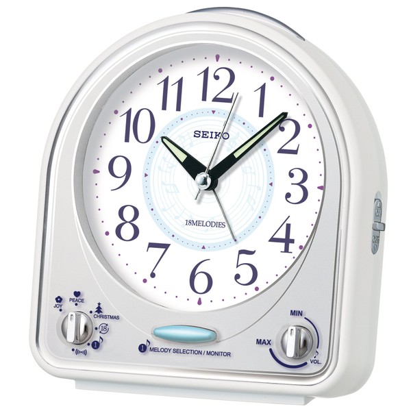 Seiko Wecker weiß Kunststoff Schleichende Sekunde QHP003W