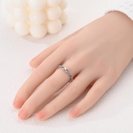 Hapour 925 Sterling Silver Ring for Women, Eternity Gorgeous Rings Stackable Rings for Women Teens Valentine Day Gifts for Her Ring Size 8