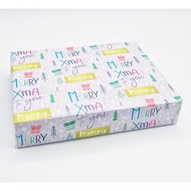 2 Sheets 2 Tags Merry Xmas To You Mummy Wrapping paper Christmas Mother Pink Family Relation Giftwrap (PA)