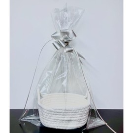 ZipSeven Cellophane Bags Clear Basket Bags with Ribbon Bows, 20in x 14in Large Clear Cellophane Wrap for Gift Baskets Cello Bags Wedding Gift Essential (5)