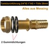 Tank Feed-Through with Spout, Brass Water Butt Feed-Through 3/4 Inch