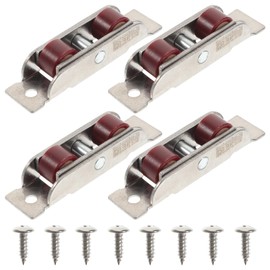4pcs Translation Window Double Flat Wheel Wardrobe Sliding Glass Door Sliding Window Sash Pulley Furniture Rollers Wheelios Sash Double Rollers Steel Window Stainless Steel Track