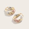 Women's Tri Color Twisted Hoop Earrings - Gold Silver and