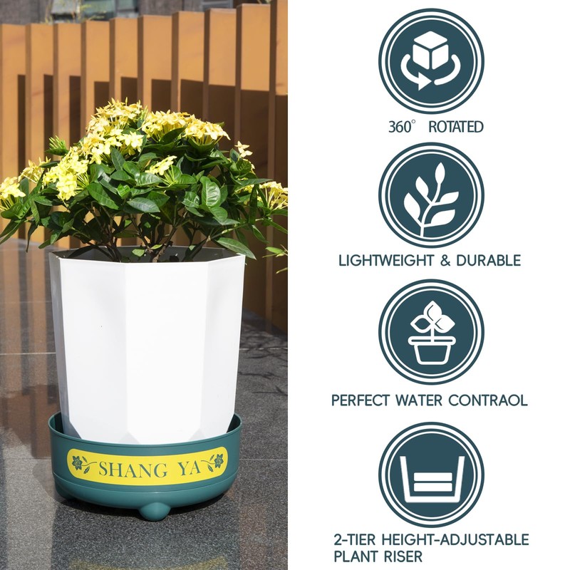 Deep Plant Saucer, Plastic Bottom Watering Tray with Height-adjustable Planter