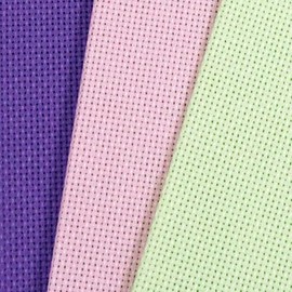 KCS 3 pc of 12" x 18"(30cmx45cm) 18CT Counted Cotton Aida Cloth Cross Stitch Fabric (Lavender+Pink+Light Green)