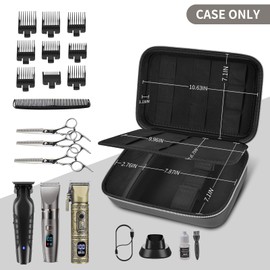 Boobowl Barber Accessories Bag for Clippers and Supplies, Mens Hair Trimmers Box, Portable Storage Organizer for Hair Cutting, Guard Grooming Kit and Barbers Supplies (Bag Only) (Black+Silver Zipper)