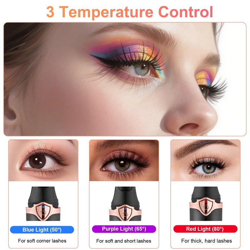 NICEWAT Heated Eyelash Curler, Electric Eyelash Curler with 3 Temperature