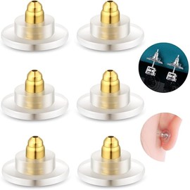 Earring Backs, Hypoallergenic 14k Gold Large Earring Backs Replacements for Studs/Droopy Ears,Plastic Earring Backs for Heavy Earring(Gold)