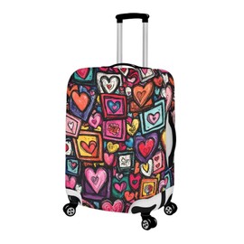 Eritanaer Heart Luggage Cover Washable Suitcase Cover Luggage Wraps for Suitcase Luggage Sleeve Washable Suitcase Cover Fits 18-32 Inches Luggage Adjustable Luggage Strap